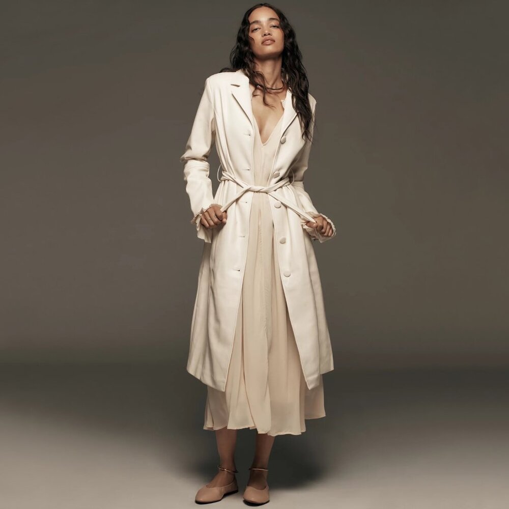 Avec Les Filles | Faux Leather Belted Long Coat | NWT - Picture 2 of 12